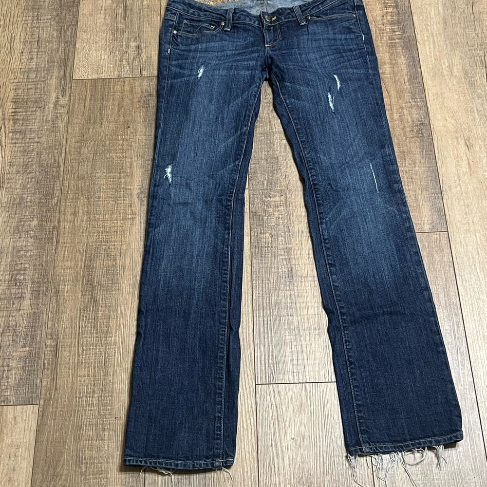 Paige Jeans Womens 27 Blue Jimmy Jimmy Distressed Denim Adjustable Waist